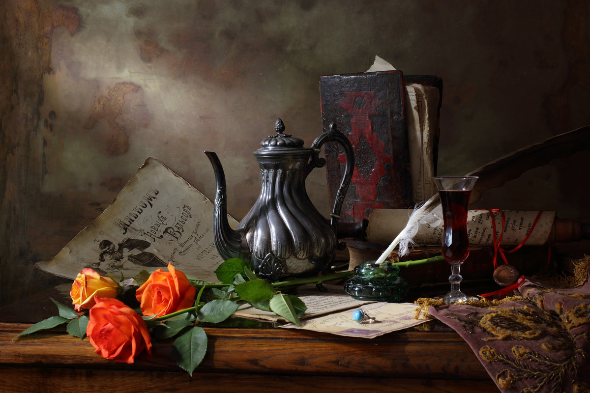 modern-3-piece-aluminium-print-still-life-with-teapot-and-roses