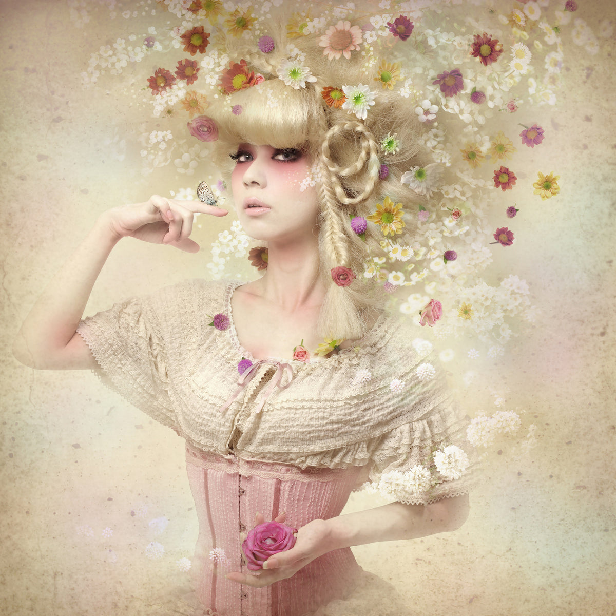 4-piece-aluminium-print-girl-of-the-flower-garden-ii