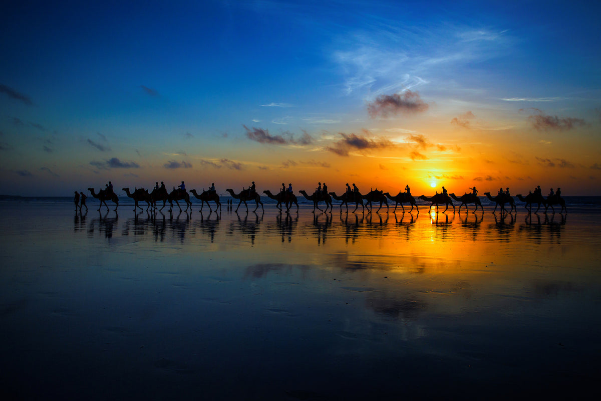 modern-3-piece-acrylic-print-sunset-camel-ride