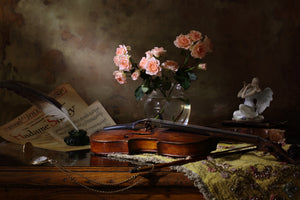 3-piece-aluminium-print-still-life-with-violin-and-roses