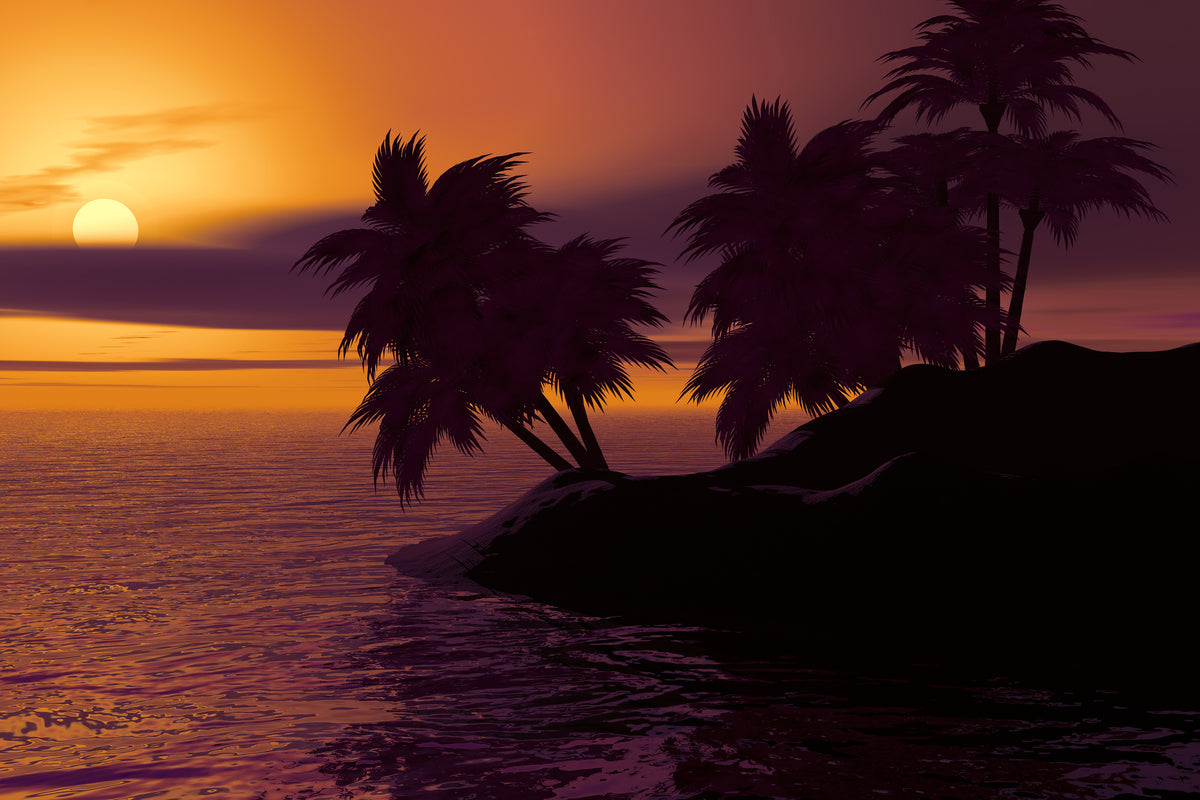 canvas-print-the-lonely-island-in-the-sunset