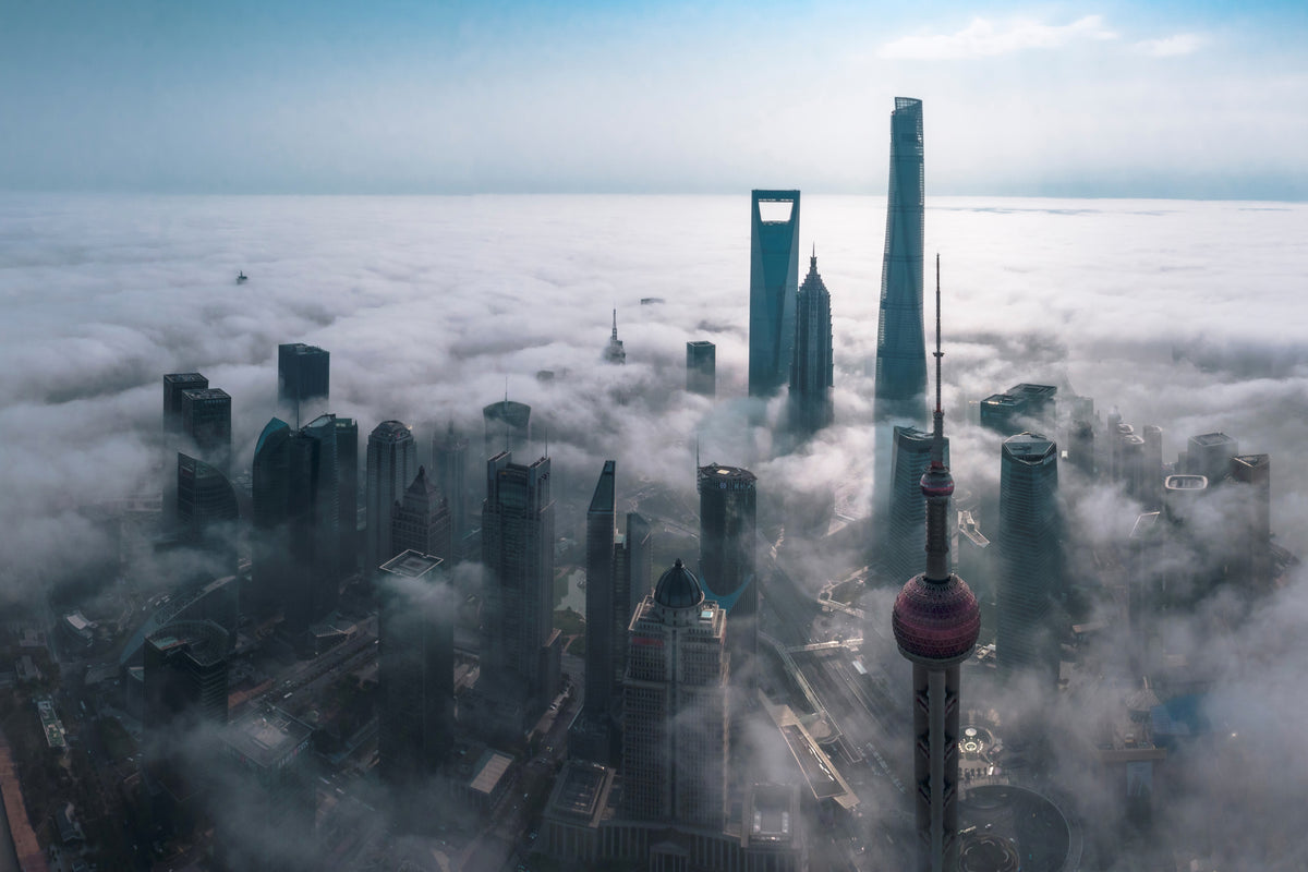 aluminium-print-shanghai-in-the-fog-from-above