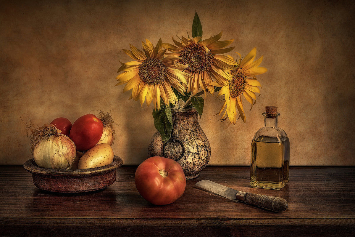 aluminium-print-girasoles-en-la-cocina