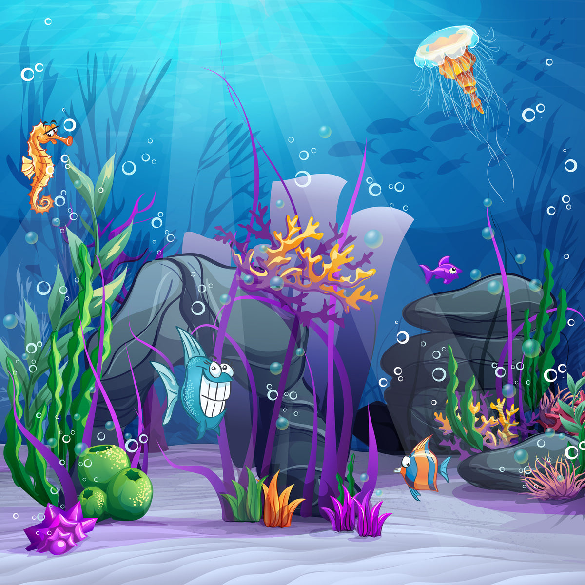 4-piece-aluminium-print-underwater-treasure-hunt