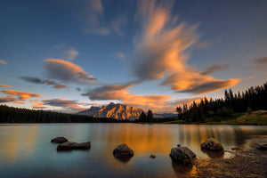 acrylic-print-two-jack-lake-sunset