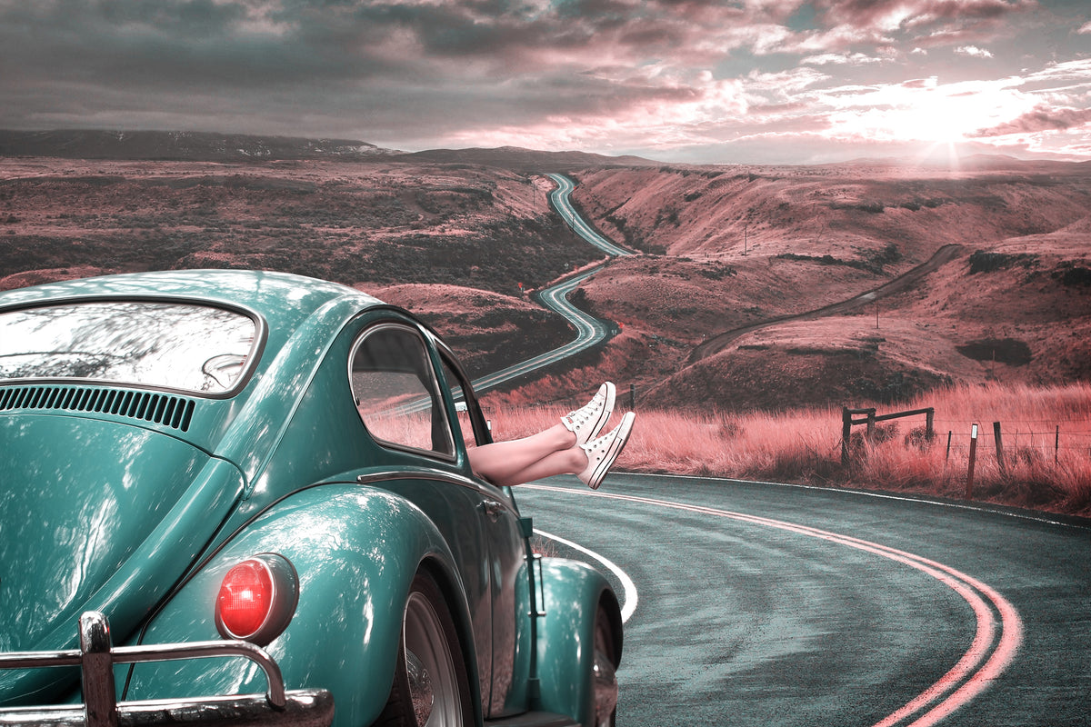 framedcanvas-print-on-the-road-with-the-classic-car