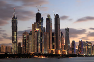 acrylic-print-skyline-dubai-at-sunset