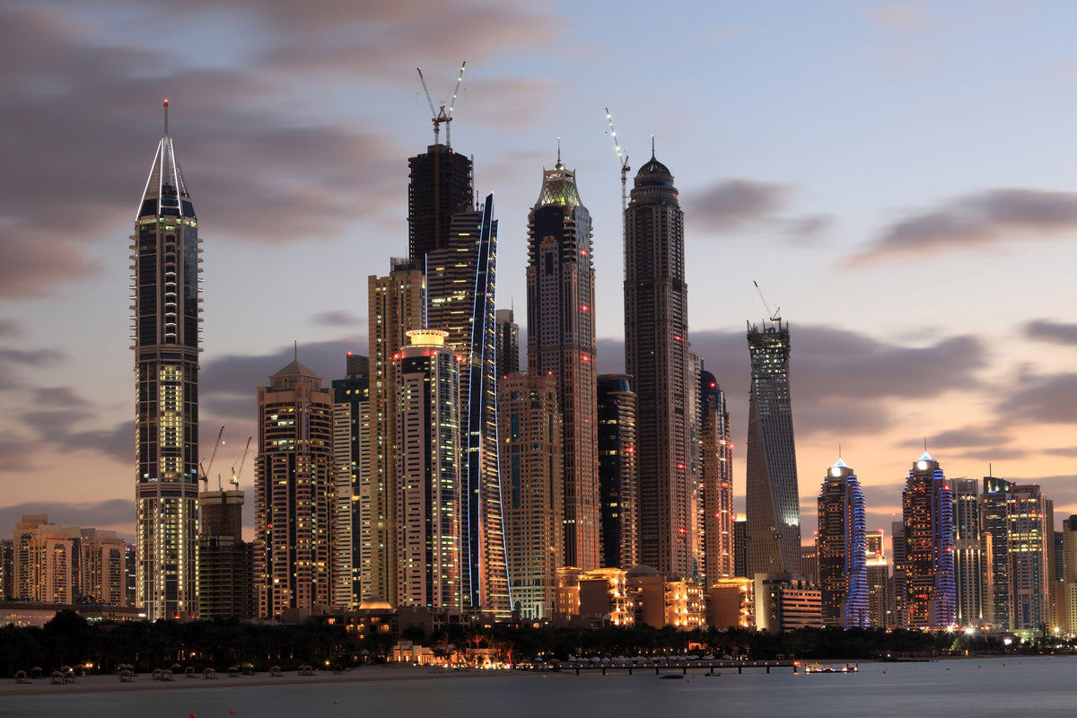 3-piece-aluminium-print-skyline-dubai-at-sunset