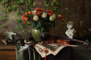 modern-3-piece-aluminium-print-still-life-with-violin-and-flowers-iii